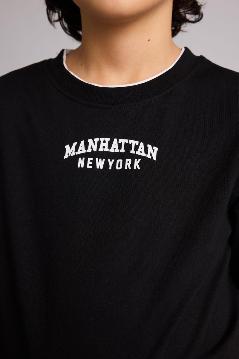 ديفاكتو تيشيرت اولادي نص كم قصة عادية برقبة مستديرة - Image 4